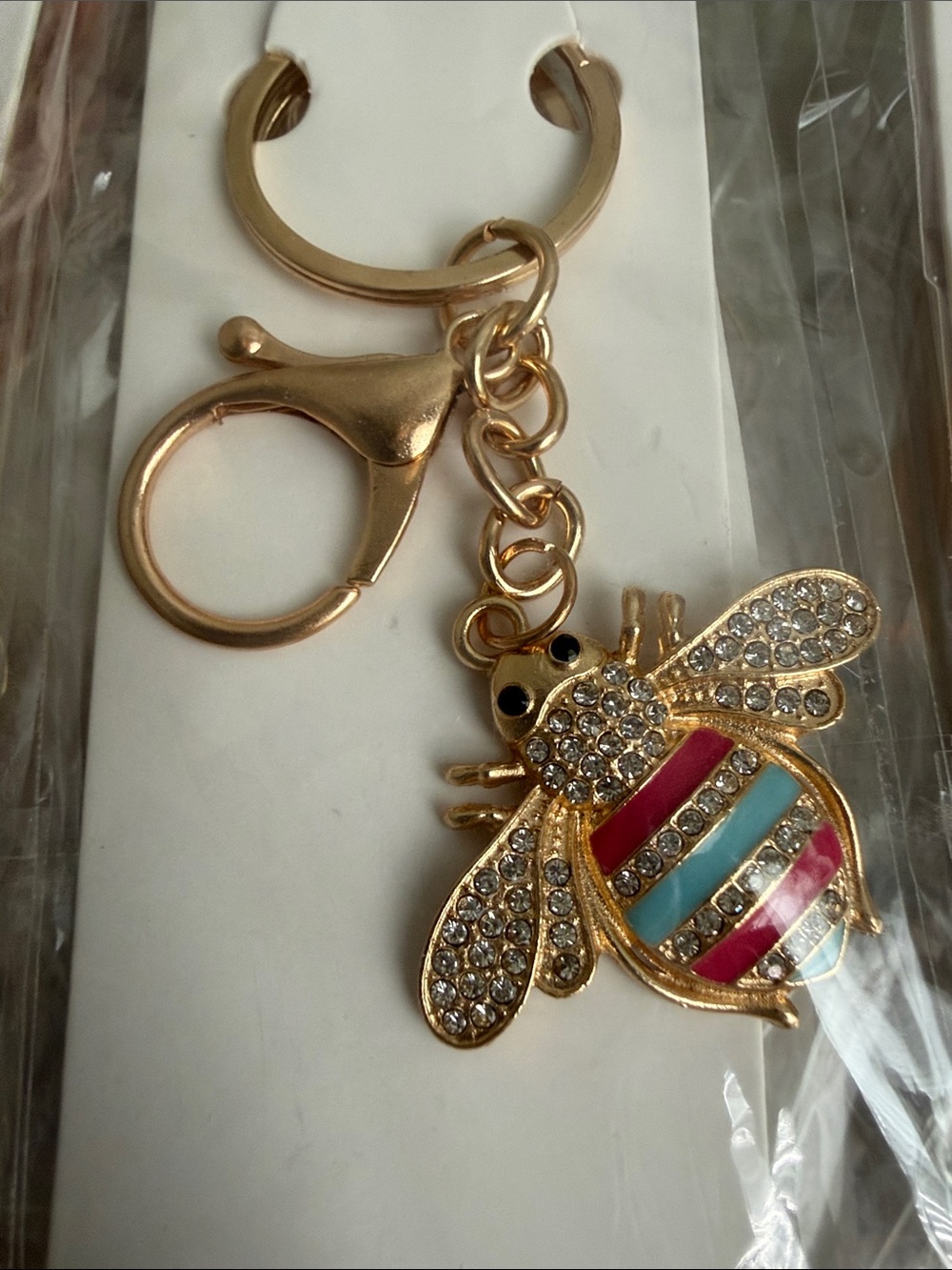 Gold Bee Keychain with Crystal Accents and Colored Enamel - 1 Per Purchase. NWT - Picture 1 of 3